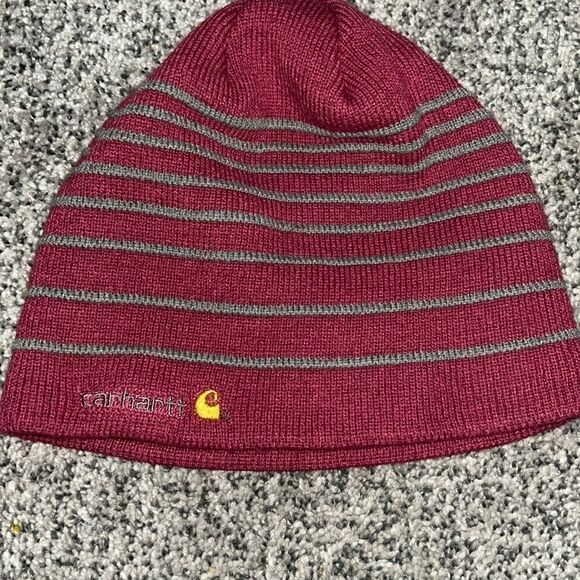 Carhartt - pink gray striped knit cap - Picture 1 of 3